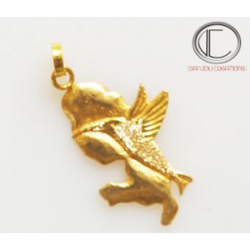PENDENTIF CARTE  /HIBISCUS.Or 750/1000