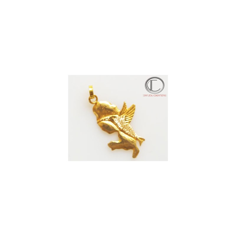 PENDENTIF CARTE  /HIBISCUS.Or 750/1000