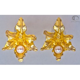 BOUCLES d' OREILLES ORCHIDEES.OR 750/1000
