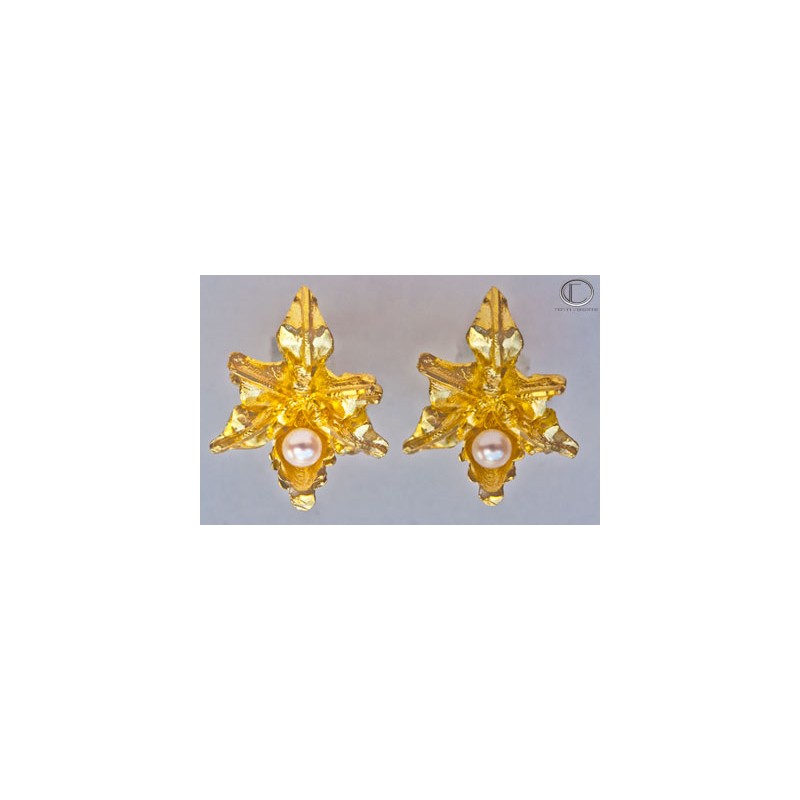 BOUCLES d' OREILLES ORCHIDEES.OR 750/1000