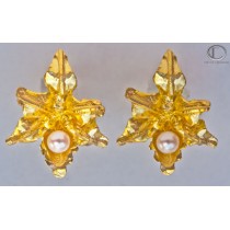 BOUCLES d' OREILLES ORCHIDEES.OR 750/1000