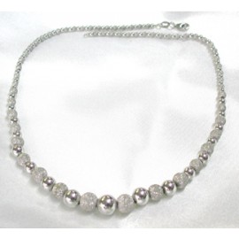 COLLIER GRAINS d' OR. OR750/1000 dégradé de boules.Or blanc.OR 750/...