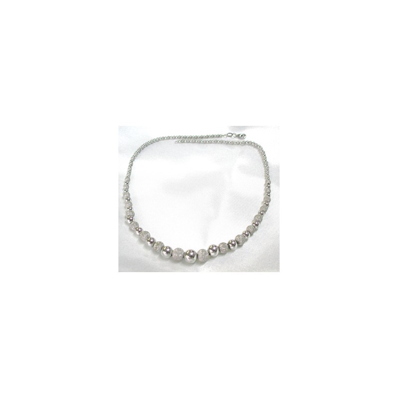 COLLIER GRAINS d' OR. OR750/1000 dégradé de boules.Or blanc.OR 750/...