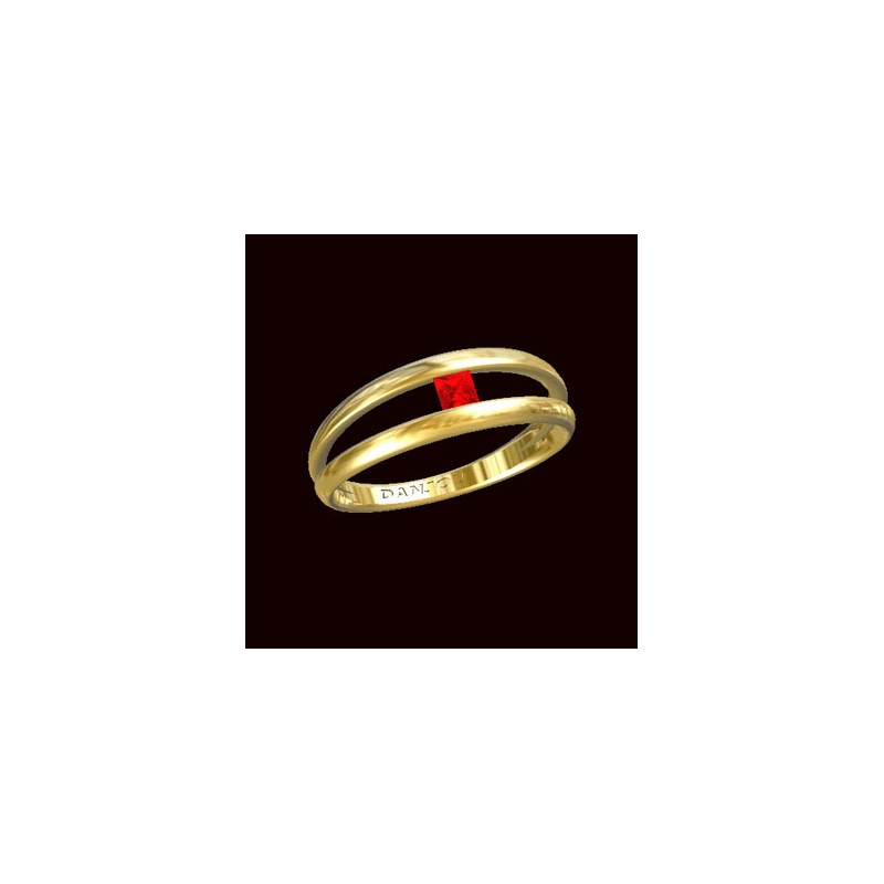 Bague rubis carré Or 750/1000