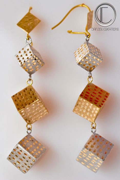 Cubic earrings.Gold 750/1000
