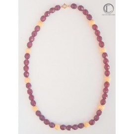 Collier grenats synthetiques .Or 750/1000