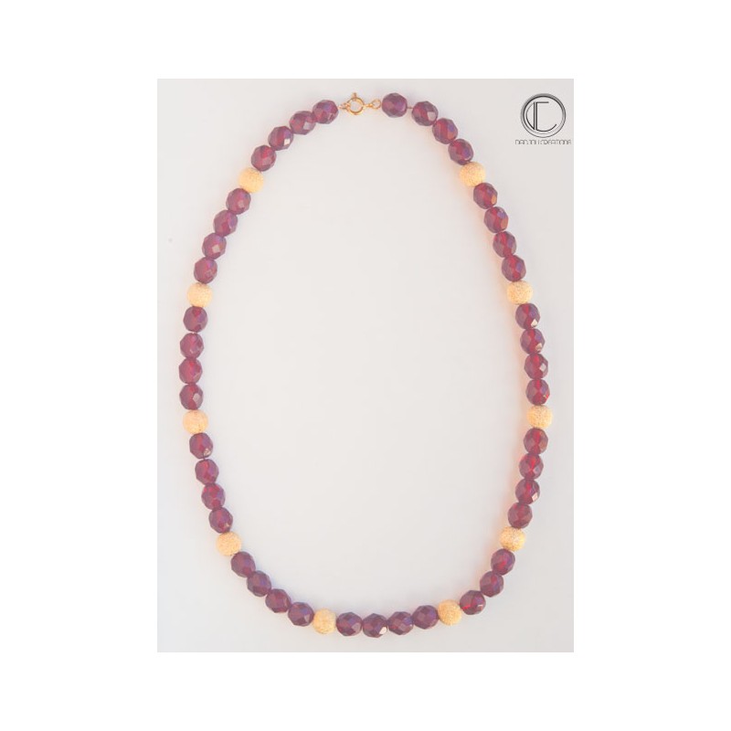 Collier grenats synthetiques .Or 750/1000