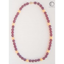 Collier grenats synthetiques .Or 750/1000