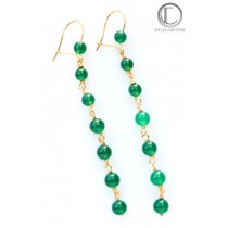 Boucles d' oreilles Agathe VERTE. Or 750/1000