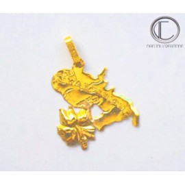 Pendentif carte martinique hibiscus.Or 750/1000