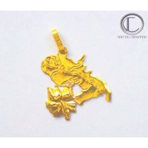 Pendentif carte martinique hibiscus.Or 750/1000