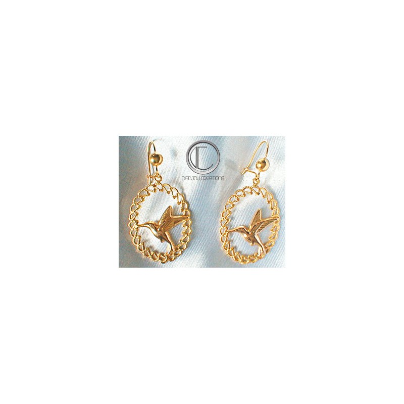 Boucles d' oreilles colibris.OR 750/1000