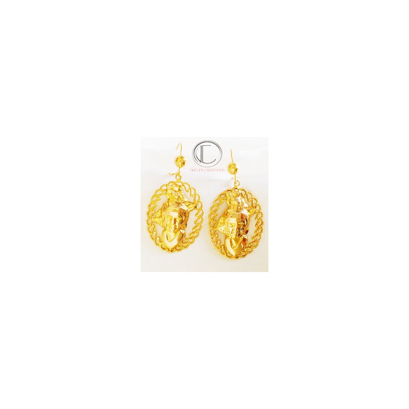 BOUCLES TETES ANTILLAISES.OR 750/1000
