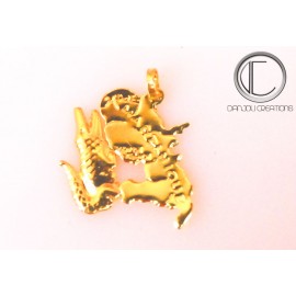 Pendentif carte martinique crocodile .Or 750/1000