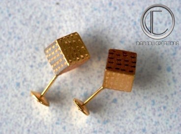 Boucles cubes.Or 750/1000