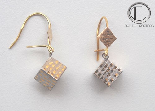 Pendientes de cubos en oro de 18 quilates