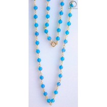 COLLIER AGATHE BLEU. OR 750/1000.