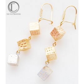 Boucles d' oreilles cubes.Or 750/1000