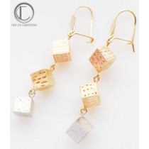 Boucles d' oreilles cubes.Or 750/1000
