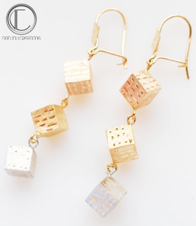 Boucles d' oreilles cubes.Or 750/1000