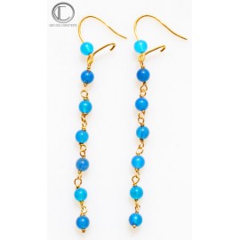 Boucles d' oreilles Agathe bleu. Or 750/1000