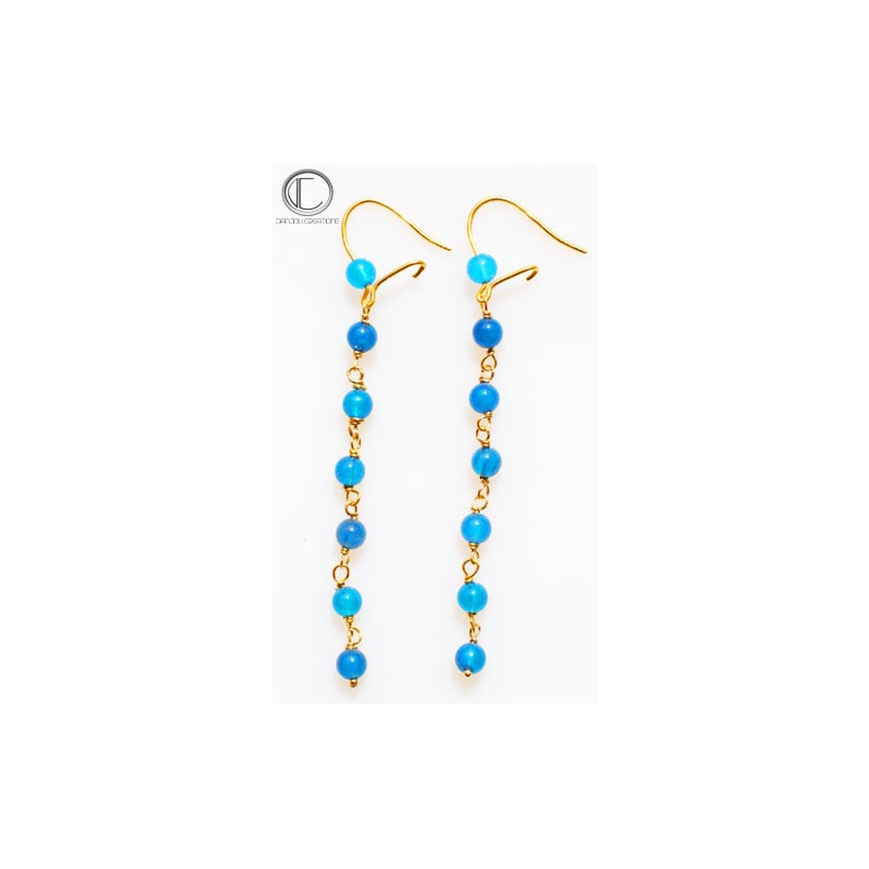 Boucles d' oreilles Agathe bleu. Or 750/1000