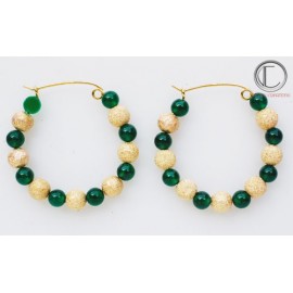 Boucles Pierre Agathe verte 6 mm.Or 750/1000.