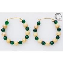 Boucles Pierre Agathe verte 6 mm.Or 750/1000.