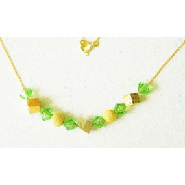 COLLIER EXOTIQUE BOULES CUBES .OR 750/1000