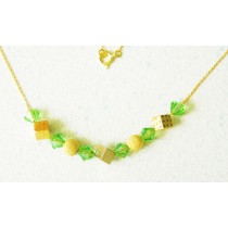 COLLIER EXOTIQUE BOULES CUBES .OR 750/1000