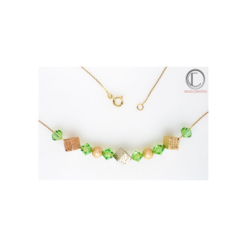 COLLIER EXOTIQUE BOULES CUBES .OR 750/1000