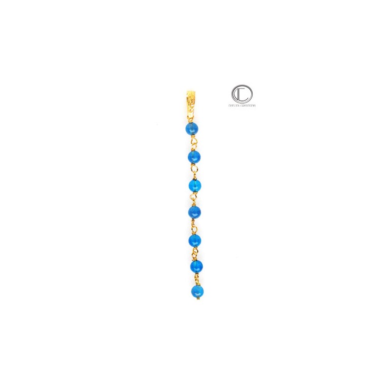 Pendants d' oreilles Agahte bleu. Or 750/1000