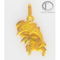 PENDENTIF CARTE  /Dauphin/cocotier.Or 750/1000