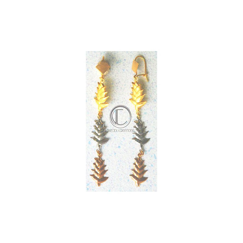 Boucles d'oreilles balisiers  3 ors .OR 750/1000