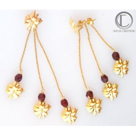 Boucles Pendants Hibiscus.or 750/1000