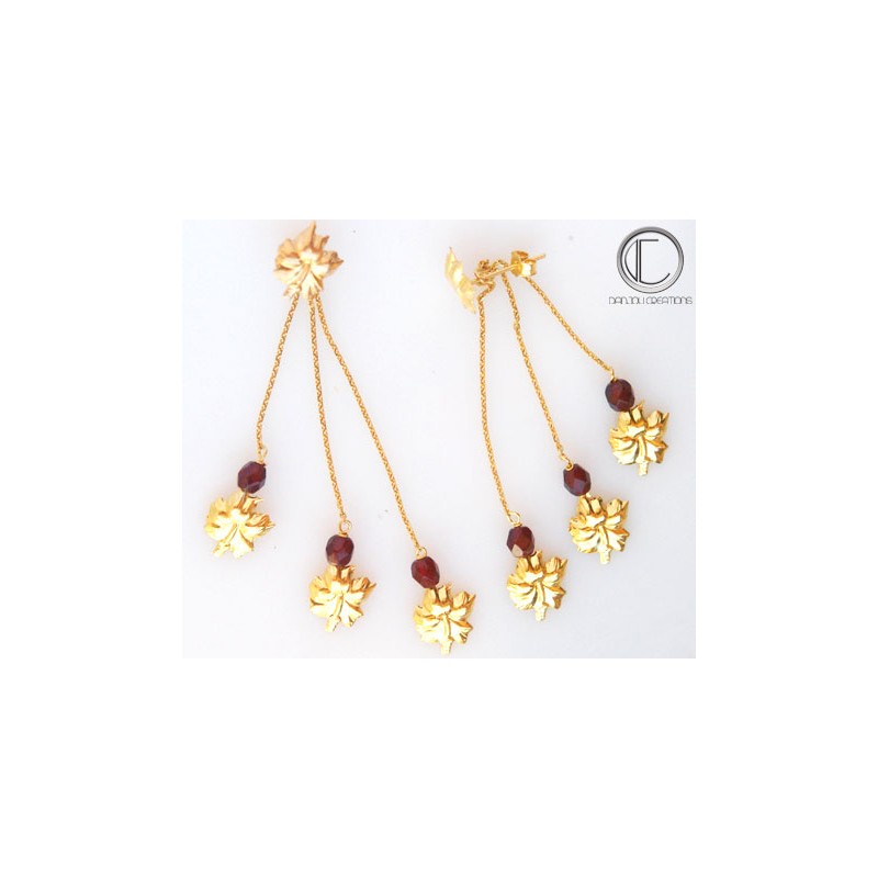 Boucles Pendants Hibiscus.or 750/1000