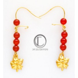 Boucles Pendants Cornaline hibiscus.or 750/1000.