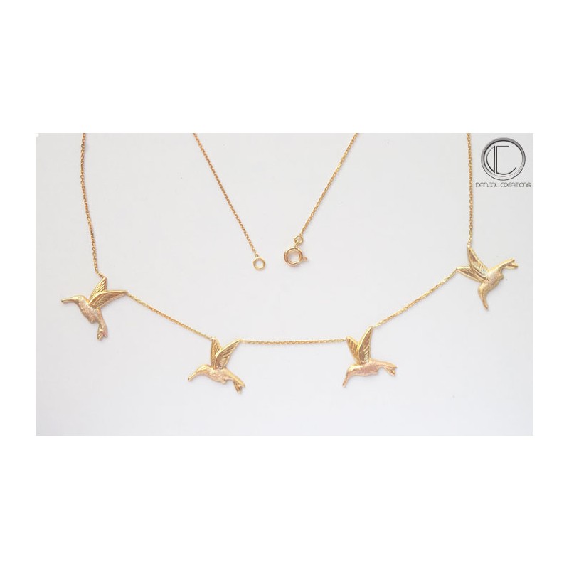 Collier colibris.Or 18carats.