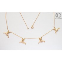 Collier colibris.Or 18carats.