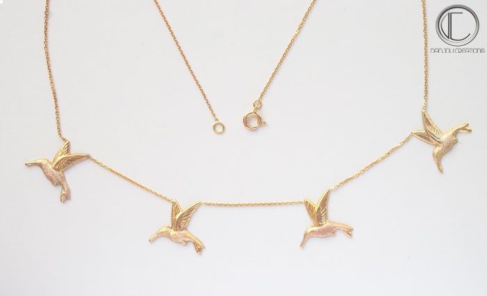 Collier colibris.Or 18carats.