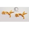 hummingbird-hibiscus earrings.Gold 750/1000