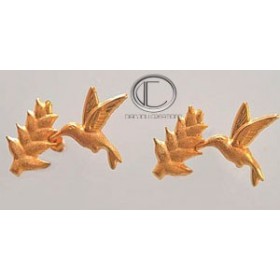 boucles doreilles colibri-balisier.Or 750/1000