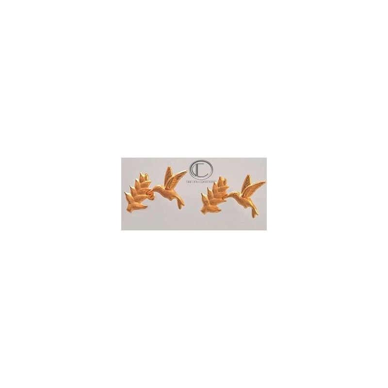 boucles doreilles colibri-balisier.Or 750/1000