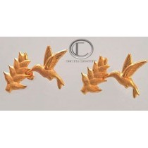 boucles doreilles colibri-balisier.Or 750/1000