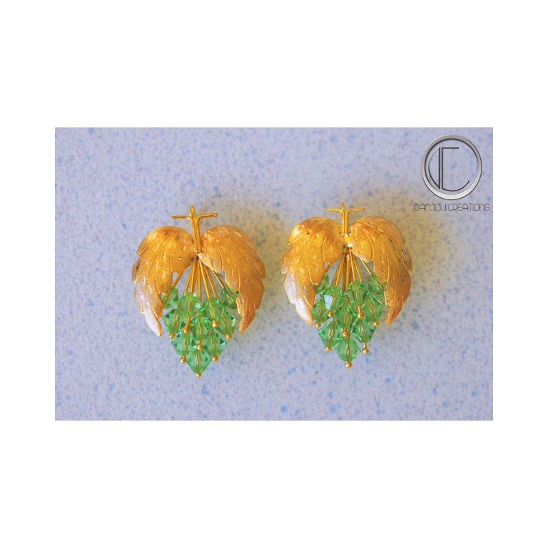 Boucles d'oreilles vignes.Or 750/1000