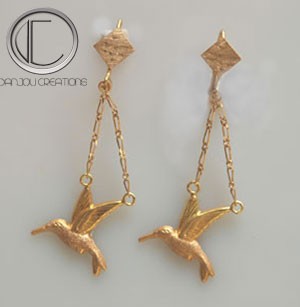 Hummingbird earrings.GOLD 750/1000