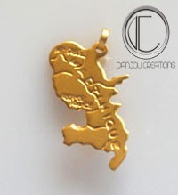 Martinique map pendant.Gold 750/1000