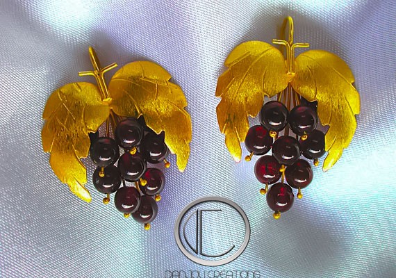 Pendientes de vid.Oro 750/1000