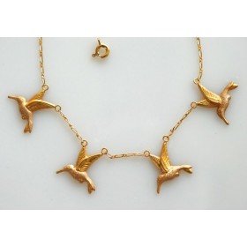 Collier colibris.Or 18carats.