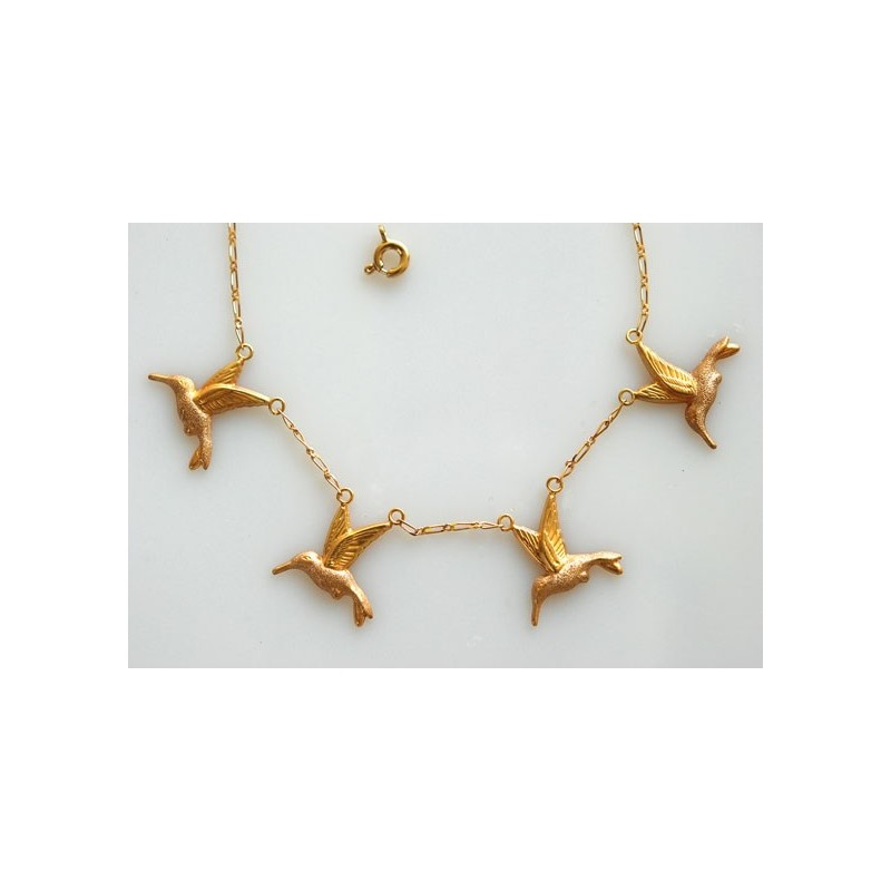 Collier colibris.Or 18carats.